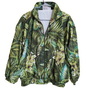 Vintage Kaktus Tropical Leaf Print Jacket Art to Wear‎ Medium Beach Hawaiian